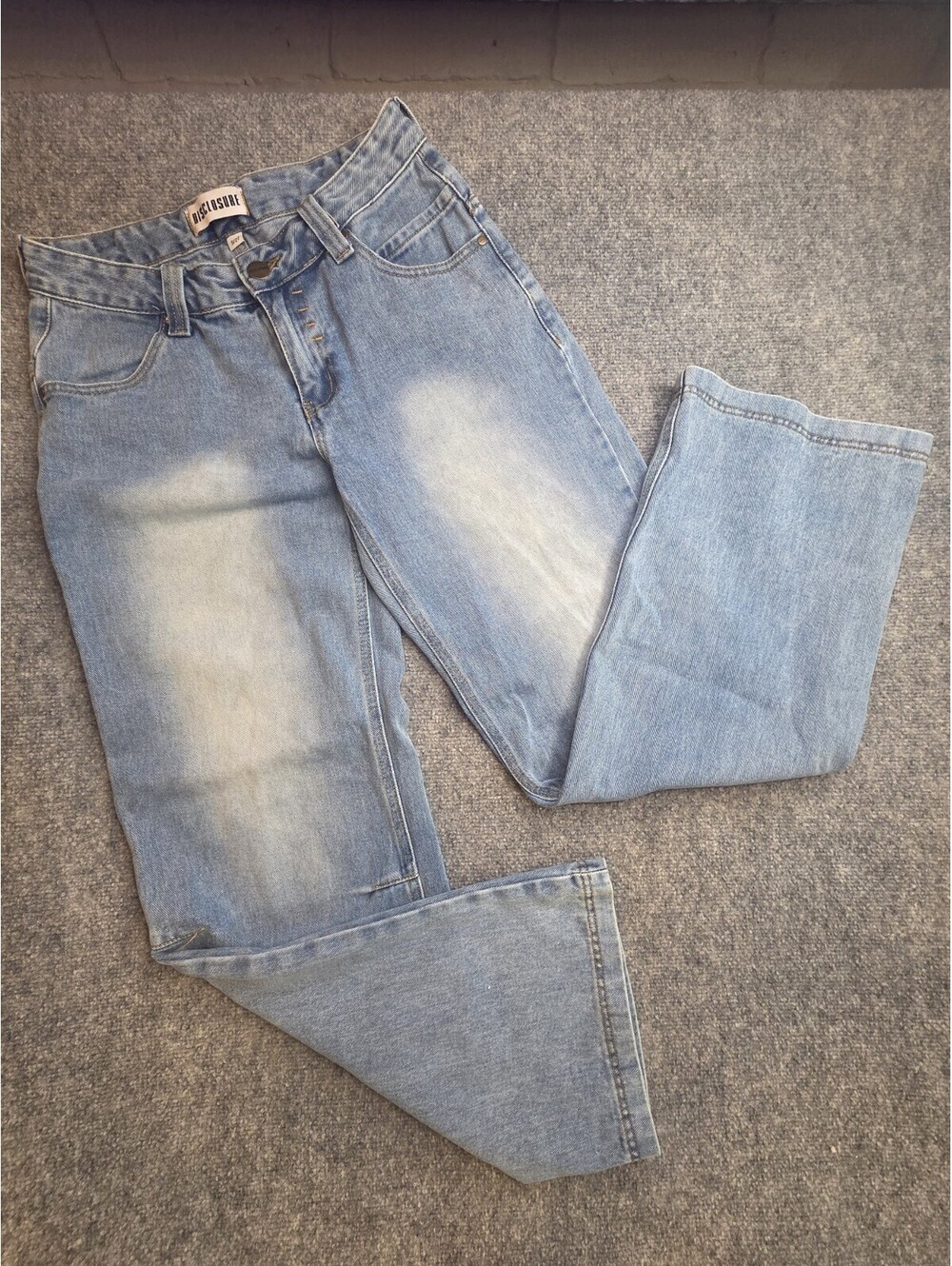 Disclosure Angel Wing Jeans Womens 5/27 Light Wash Wide Leg Y2K Skater Grunge - Picture 3 of 9